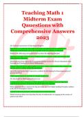 Teaching Math 1 Midterm Exam  Qauestions with  Comprehensive Answers  2023