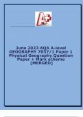 June 2023 AQA A-level  GEOGRAPHY 7037/1 Paper 1  Physical Geography Question  Paper + Mark scheme  [MERGED]