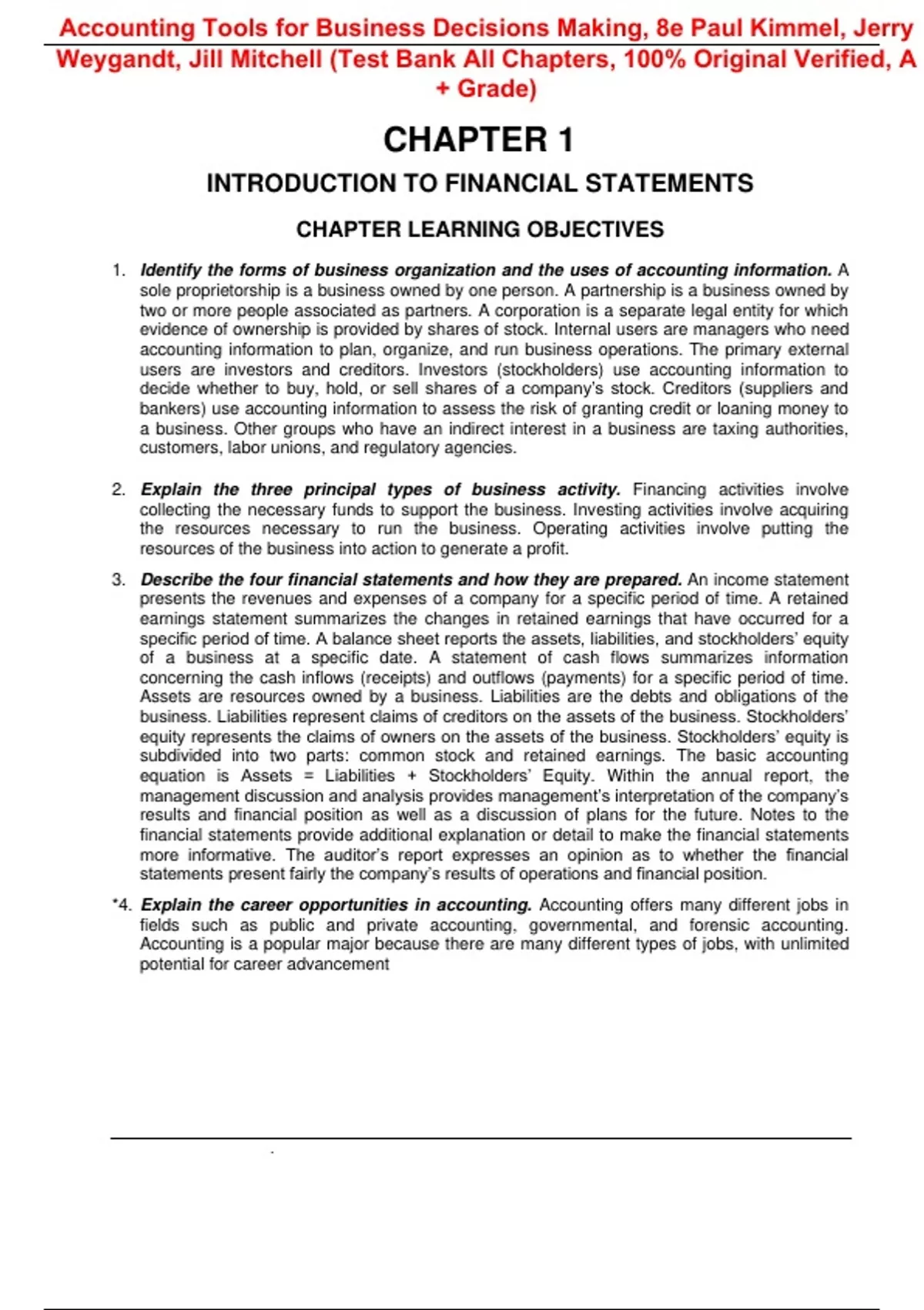 Test Bank for Accounting Tools for Business Decisions Making 8th ...