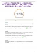 NUR 1141&vert; ASSOCIATE OF SCIENCE&vert; 2024 MIDTERM PROFICNUR 1141&vert; ASSOCIATE OF SCIENCE&vert; 2024 MIDTERM PROFICIENCY CHALLENGE EXAM 2 QUESTIONS AND CORRECT ANSWERS 34 out of 34 questions answered correctly Incorrect &lpar;0&rpar; Correct &lpar;34&rpar; The nurse measures a wound at 2
