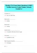 Florida CNA Exam Study Questions & 100&percnt;  Verified Answers &vert; Latest Update &vert; Already  Graded A&plus;