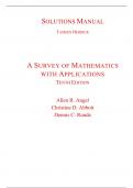 Solutions Manual for A Survey of Mathematics with Applications 10th Edition By Allen Angel, Christine Abbott, Dennis Runde (All Chapters, 100% Original Verified, A+ Grade)