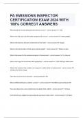  PA EMISSIONS INSPECTOR CERTIFICATION EXAM 2024 WITH 100% CORRECT ANSWERS