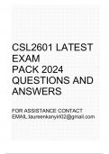 CSL2601 Latest exam pack 2024(Questions and answers)