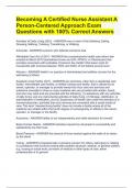Becoming A Certified Nurse Assistant A Person-Centered Approach Exam Questions with 100% Correct Answers