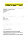 Consumer Behavior UPDATED Exam  Questions and CORRECT Answers