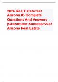 2024 Real Estate test Arizona #5 Complete Questions And Answers |Guaranteed Success//2023 Arizona Real Estate 