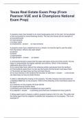 Texas Real Estate Exam Prep (From Pearson VUE and & Champions National Exam Prep) Questions and Answers  2024 
