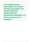 ATI PHARMACOLOGY PROCTORED 2019 EXAM (RETAKE INCLUDED) 2024 LATEST MODIFIED QUESTIONS AND RATIONLESS ANSWERS// ATI Pharmacology Proctor GRADED A     