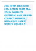 2023 HFMA CRCR WITH 2024 ACTUAL EXAM REAL STUDY COMPLETE QUESTIONS AND VERIFIED CORRECT ANSWERS,// HFMA CRCR LATEST UPDATE GRADED A+ 