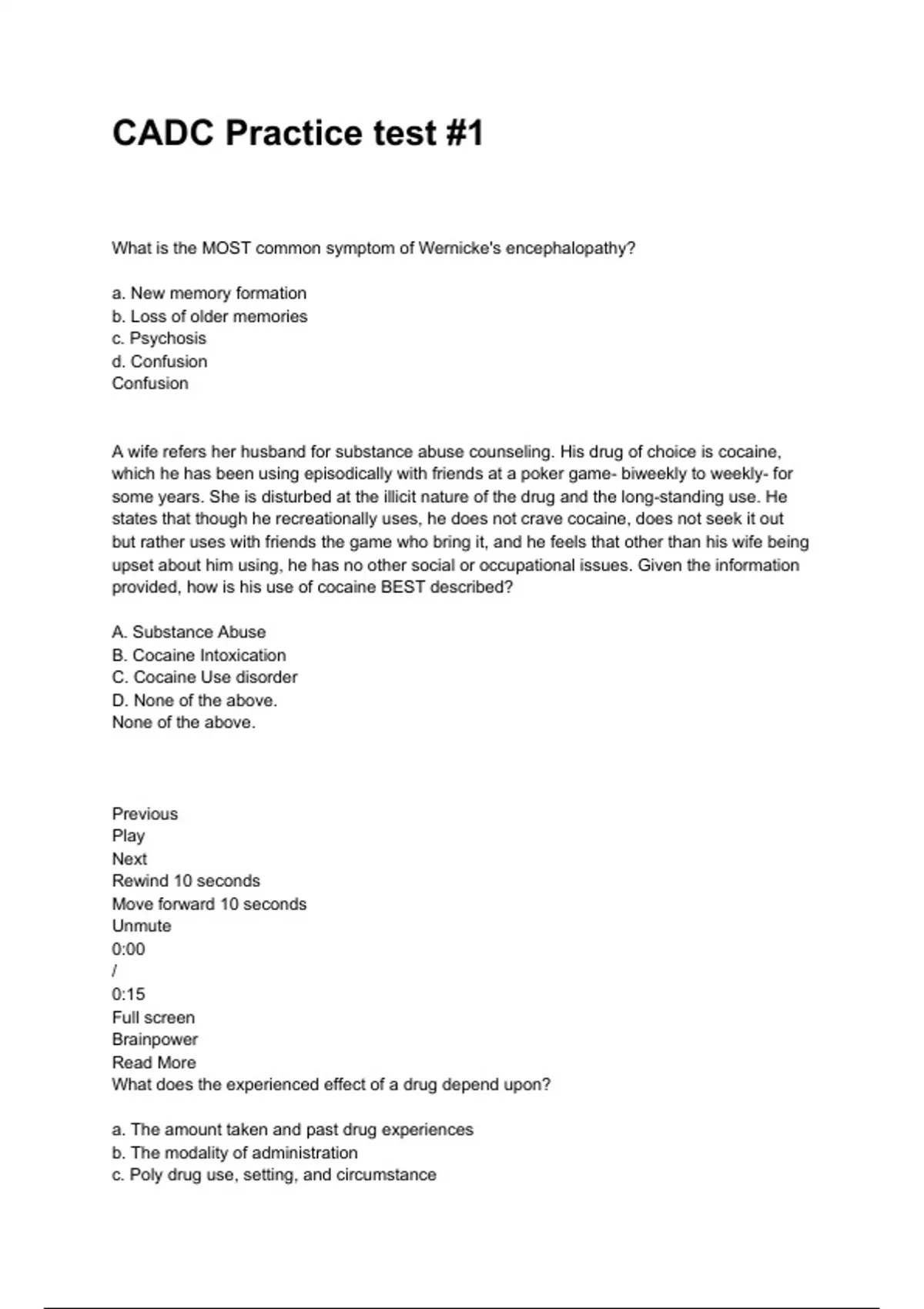 CADC Practice test #1 NEWEST 2026/2027 ACTUAL EXAM COMPLETE QUESTIONS ...