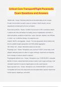 Critical Care Transport&sol;Flight Paramedic Exam Questions and Answers