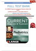 FULL TEST BANK For CURRENT Diagnosis and Treatment Pediatrics, Edition 24th Edition by William Hay (Author), Latest update Graded A+    