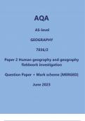 June 2023 AQA  AS-level  GEOGRAPHY  7036&sol;2  Paper 2 Human geography and geography fieldwork investigation   Question Paper &plus; Mark scheme &lbrack;MERGED&rsqb;  