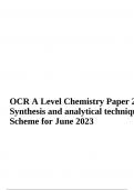 OCR A Level Chemistry Paper 2 (H432/02) Synthesis and analytical techniques Mark Scheme for June 2023