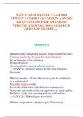 SAFE SCRUM MASTER EXAM 2024  NEWEST 2 VERSIONS &lpar;VERSION A AND B&rpar;  450 QUESTIONS WITH DETAILED  VERIFIED ANSWERS &lpar;100&percnt; CORRECT&rpar;  &sol;ALREADY GRADED A&plus;
