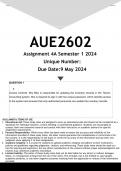 AUE2602 Assignment 4A (ANSWERS) Semester 1 2024 - DISTINCTION GUARANTEED