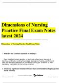 Dimensions of Nursing Practice Final Exam Notes latest 2024
