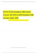 CRCST EXAM Questions AND Correct Answers 300 REAL EXAM Questions AND Answers Latest  2024