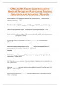 CMA AAMA Exam- AdministrativeMedical Reception&sol;Advocates Revised Questions and Answers &sol; Sure A&plus;