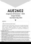 AUE2602 Assignment 4B (ANSWERS) Semester 1 2024 - DISTINCTION GUARANTEED