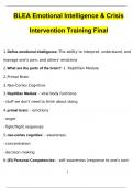 BLEA Emotional Intelligence & Crisis Intervention Training Final Questions with 100% Correct Answers | Verified | Latest Update