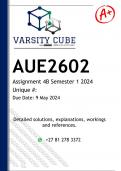 AUE2602 Assignment 4B  (DETAILED ANSWERS) Semester 1 2024 - DISTINCTION GUARANTEED