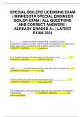 SPECIAL BOILERS LICENSING EXAM | MINNESOTA SPECIAL ENGINEER BOILER EXAM | ALL QUESTIONS AND CORRECT ANSWERS | ALREADY GRADED A+ | LATEST EXAM 2024