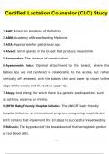 Certified Lactation Counselor &lpar;CLC&rpar; Study Questions with 100&percnt; Correct Answers &vert; Verified &vert; Latest Update