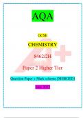 AQA        GCSE  CHEMISTRY 8462/2H Paper 2 Higher Tier    Question Paper + Mark scheme [MERGED]   June 2022