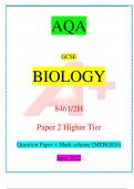 AQA GCSE BIOLOGY 8461/2H Paper 2 Higher Tier Question Paper + Mark scheme [MERGED] Ju