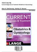 Test Bank: Current Diagnosis & Treatment Obstetrics & Gynecology, 12th Edition by DeCherney - Chapters 1-60, 9780071833905 | Rationals Included