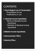 Psychological Law of consumption and Income hypothesis (Absolute and Relative)
