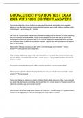  GOOGLE CERTIFICATION TEST EXAM 2024 WITH 100% CORRECT ANSWERS