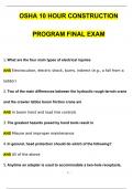Final Exam OSHA 10 Hour Construction Program Questions with 100&percnt; Correct Answers &vert; Verified &vert; Latest Update