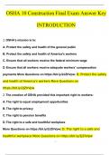 OSHA 10 Construction Final Exam Answer Key INTRODUCTION Questions with 100&percnt; Correct Answers &vert; Verified &vert; Latest Update