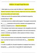 OSHA 10 and Final Review Questions with 100&percnt; Correct Answers &vert; Verified &vert; Latest Update