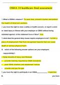 OSHA 10 healthcare final assessment Questions with 100&percnt; Correct Answers &vert; Verified &vert; Latest Update
