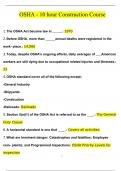 OSHA - 10 hour Construction Course Questions with 100&percnt; Correct Answers &vert; Verified &vert; Latest Update