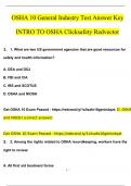 OSHA 10 General Industry Test Answer Key INTRO TO OSHA Clicksafety Redvector  Questions with 100% Correct Answers | Verified | Latest Update