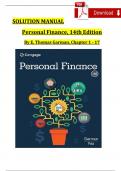 Garman/Fox's Personal Finance, 14th Edition Solution and Answer Guide, 2024 Complete Chapters 1 - 17, Verified Latest Version