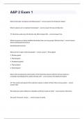 A&P 2 University Of Memphis -A&P 2 Exam 1 question s n answers graded A+