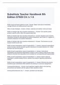 Substitute Teacher Handbook 9th Edition STEDI Ch.'s 1-5 Exam Questions and Answers