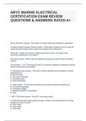 ABYC MARINE ELECTRICAL CERTIFICATION EXAM REVIEW QUESTIONS & ANSWERS RATED A+