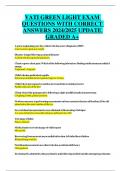 VATI GREEN LIGHT EXAM QUESTIONS WITH CORRECT  ANSWERS 2024&sol;2025 UPDATE  GRADED A&plus;