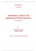 Test Bank for Abnormal Child and Adolescent Psychology 8th Edition By Rita Wicks-NelsonAllen Israe (All Chapters, 100% Original Verified, A+ Grade)