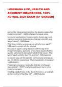 LOUISIANA LIFE, HEALTH AND  ACCIDENT INSURANCES, 100%  ACTUAL 2024 EXAM [A+ GRADED] 