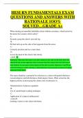 HESI RN FUNDAMENTALS EXAM QUESTIONS AND ANSWERS WITH  RATIONALE 1OO%  SOLVED…GRADE A+