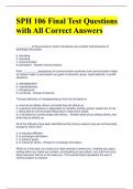 SPH 106 Final Test Questions with All Correct Answers 
