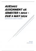 AUE2602 Assignment 4A Semester 1 2024 - DUE 9 May 2024